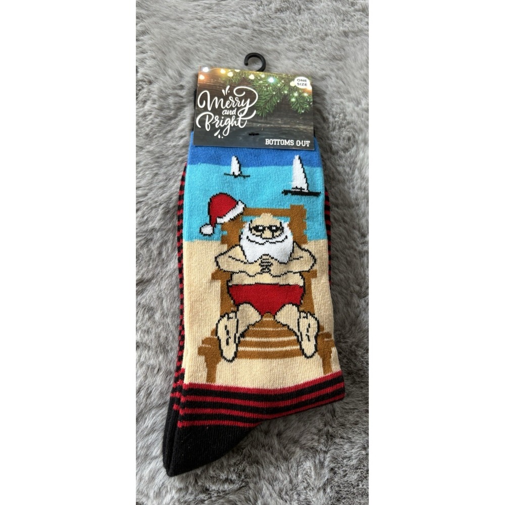 Bottoms Out socks one size beach santa 1 pair
